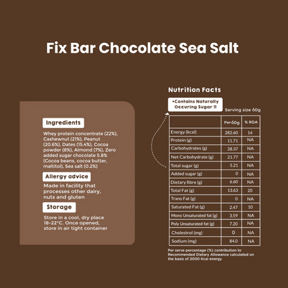 Fix Bar | Chocolate Sea Salt | Pack of 6